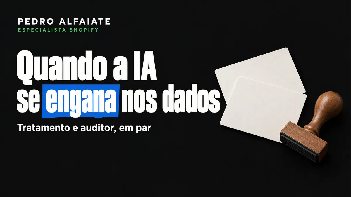 Capa Quando a IA se engana nos dados, com duas fichas de cartão e um carimbo em fundo preto.