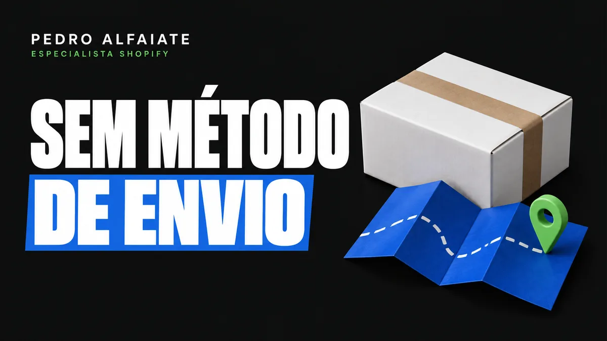 Sem método de envio: caixa branca sobre um mapa azul com marcador verde.